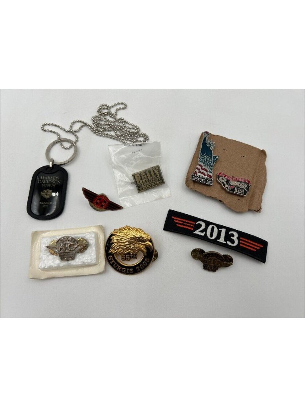 LOT of About 9 Harley Davidson Rally Pins Patch Lapel Vest Pin Dog Tags HOG